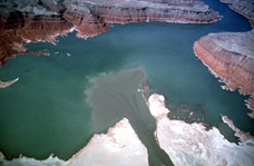 Two mile-wide delta backing-up the San Juan River at Lake Powell